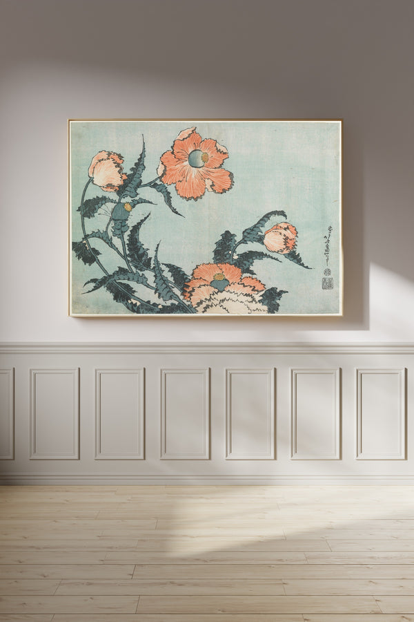 Katsushika Hokusai — Large Flowers: Poppies | Japanese Woodblock Print (Ukiyo-e)