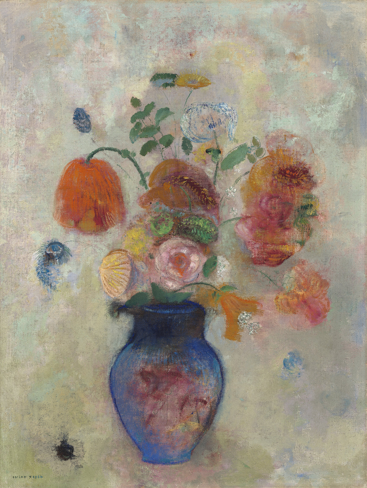 Odilon Redon — Large Vase with Flowers (Blue Vase) | Symbolist Art Print