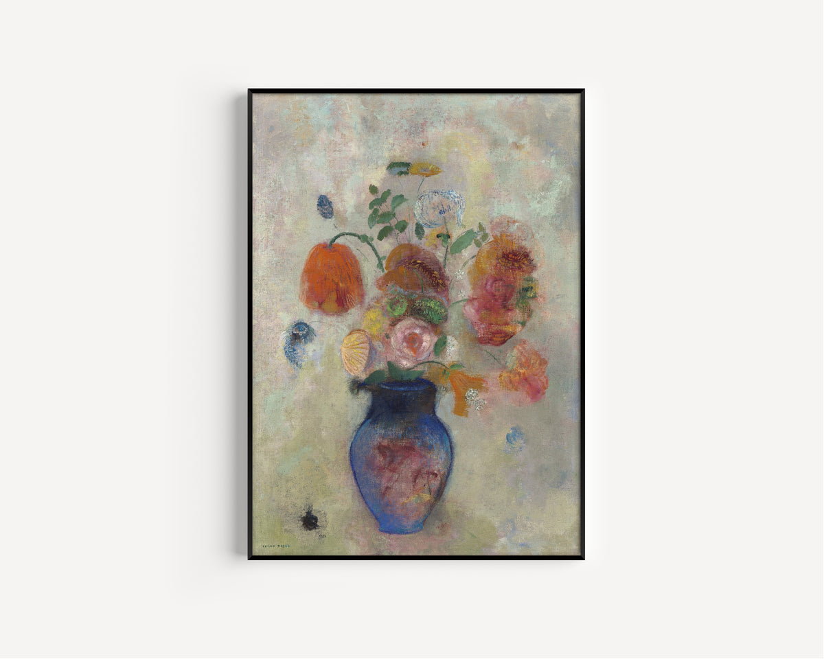 Odilon Redon — Large Vase with Flowers (Blue Vase) | Symbolist Art Print
