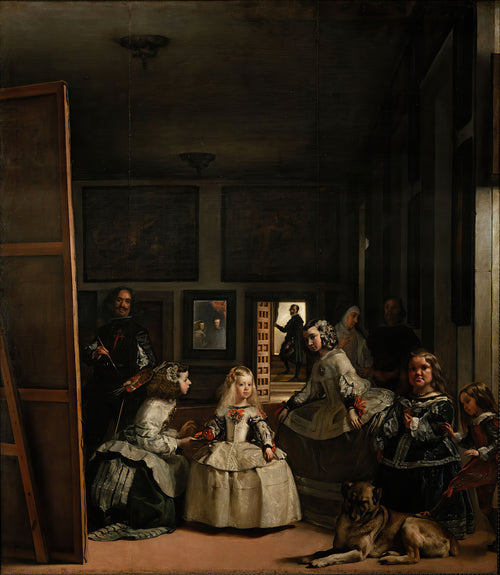 Las Meninas by Diego Velázquez — A girl in silver surrounded by attendants, a painter and a mirror