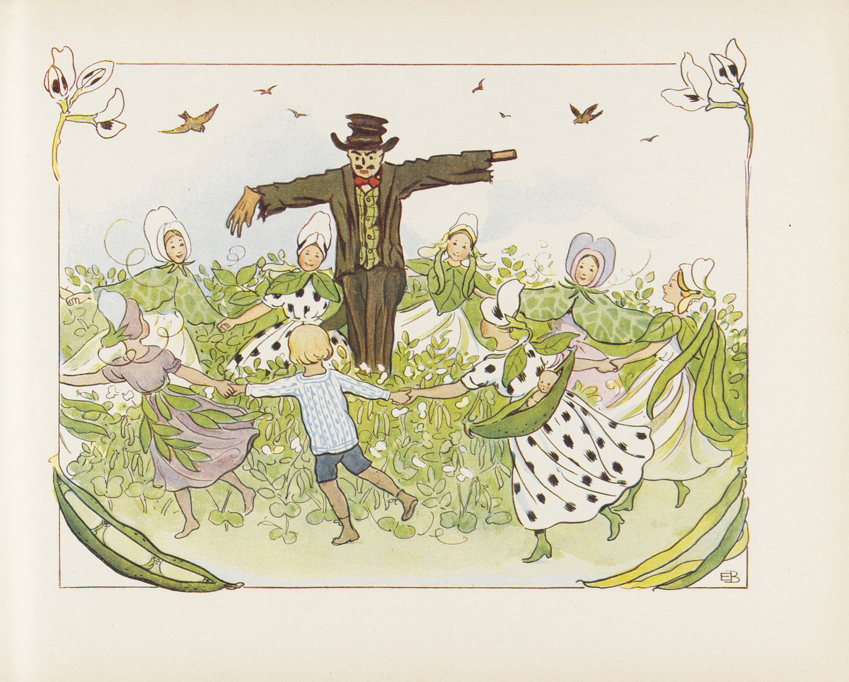 Elsa Beskow — Lasse in the Ring Dance round the Scarecrow | Book Illustration Print