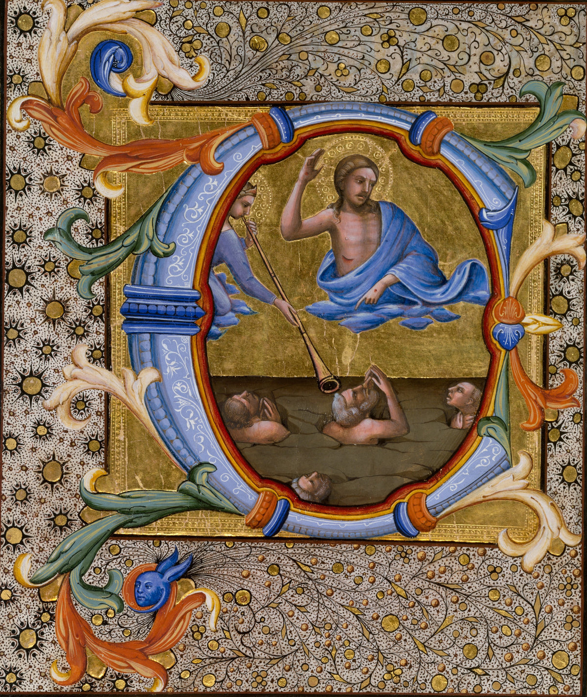 Lorenzo Monaco — Last Judgment in an Initial C | Illuminated Initial Print