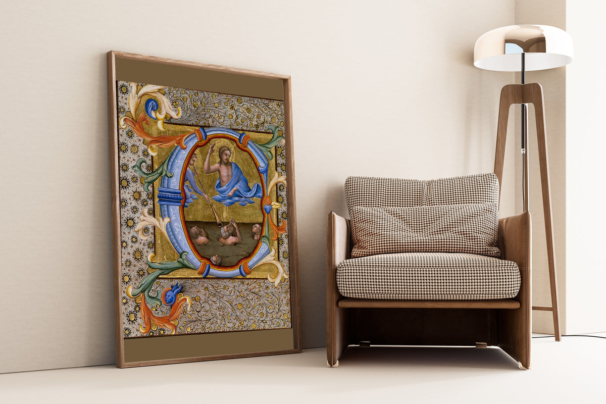 Lorenzo Monaco — Last Judgment in an Initial C | Illuminated Initial Print