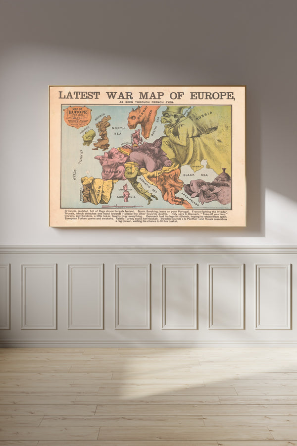 Louis Prang & Co. — Latest War Map of Europe, as Seen Through French Eyes | Satirical Map Print