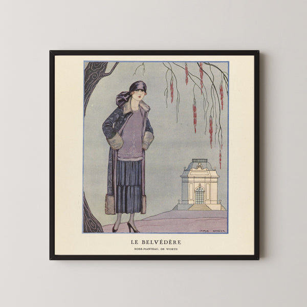 George Barbier — Le Belvédère, robe-manteau de Worth | Art Deco Fashion Print