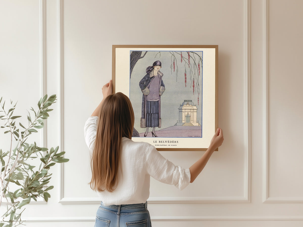 George Barbier — Le Belvédère, robe-manteau de Worth | Art Deco Fashion Print