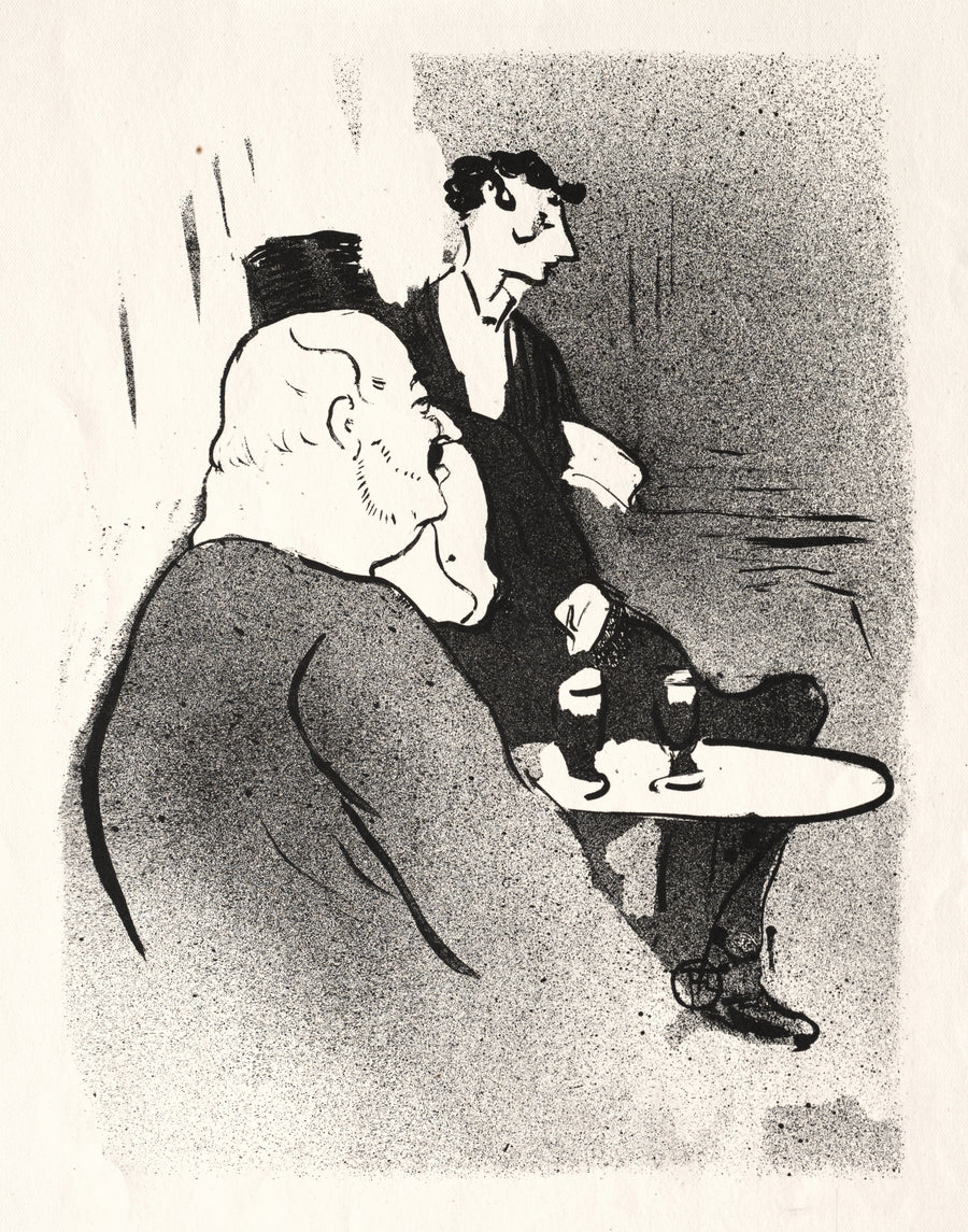 Henri de Toulouse-Lautrec — Le Café-Concert: Ducarre aux Ambassadeurs | Lithograph Print shown to scale on a wall above a sofa