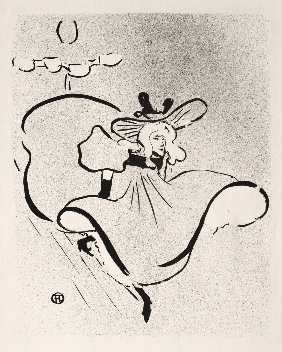 Henri de Toulouse-Lautrec — Le Café-Concert: Jane Avril | Lithograph Print shown to scale on a wall above a sofa