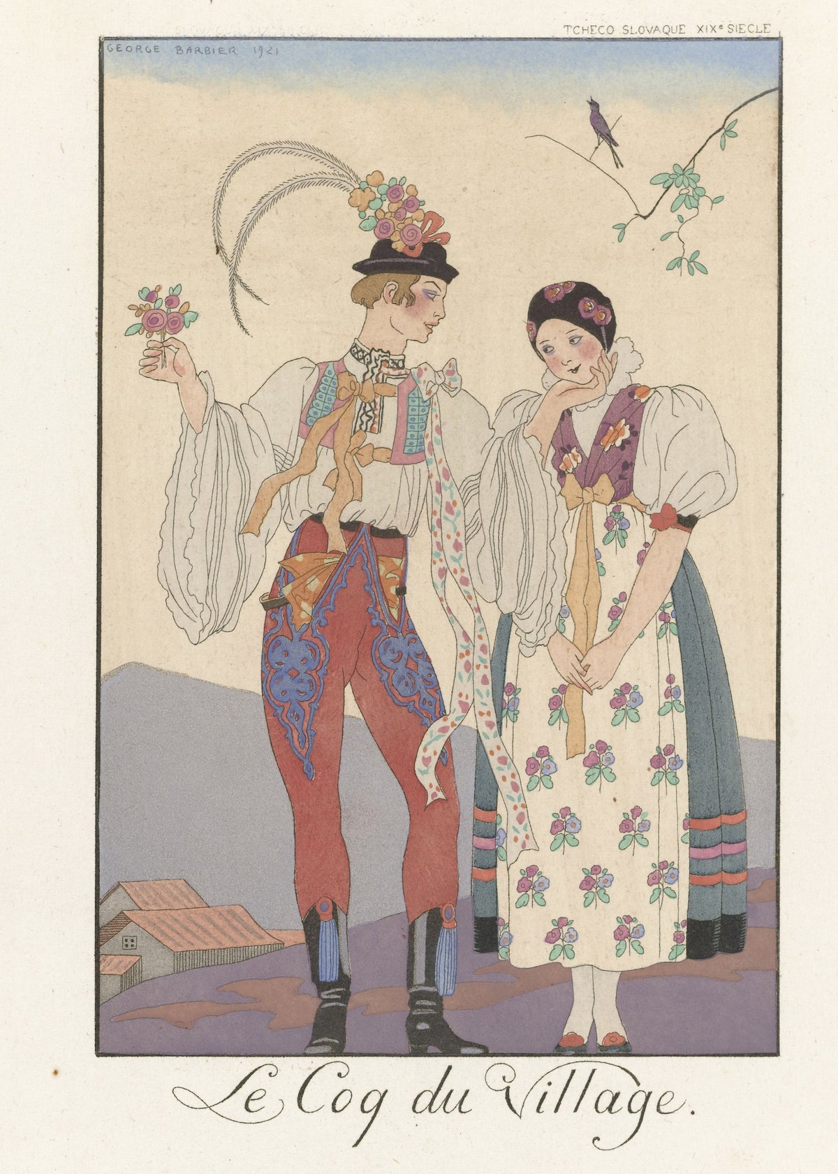 George Barbier — Le Coq du village | Art Deco Fashion Print