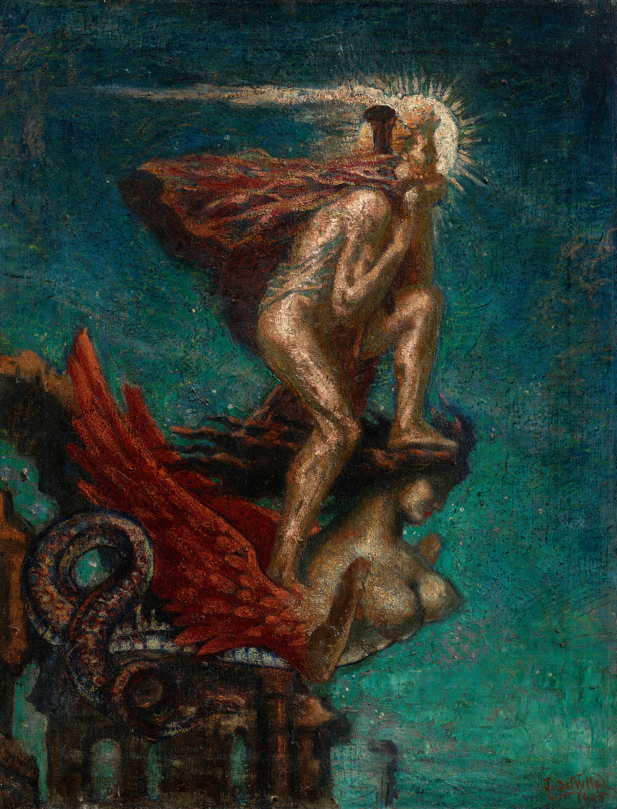 Jean Delville — Le Génie vainqueur (Green Sky) | Symbolist Art Print