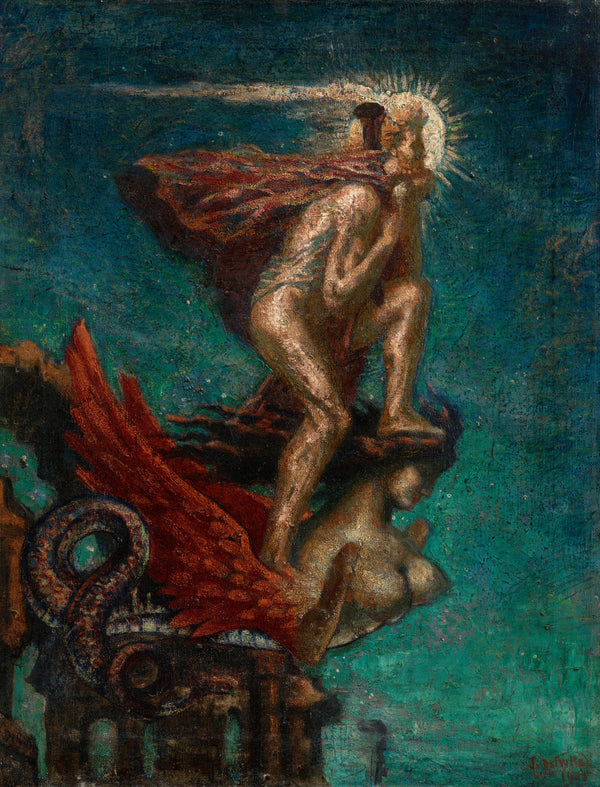 Jean Delville — Le Génie vainqueur (Green Sky) | Symbolist Art Print