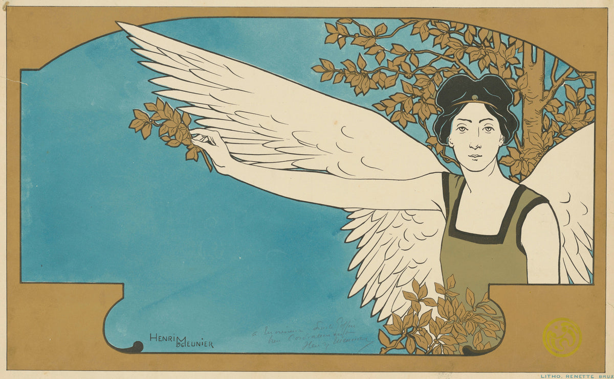 Le Guide Musical: Revue de la Musique et des Théâtres by Henri Meunier — A winged woman reaches along her wing to a leafy branch