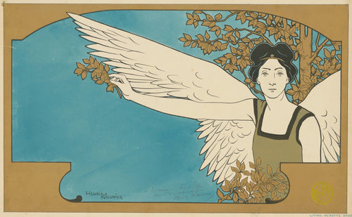 Le Guide Musical: Revue de la Musique et des Théâtres by Henri Meunier — A winged woman reaches along her wing to a leafy branch