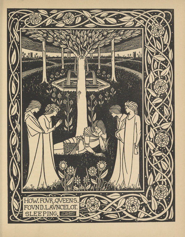 Aubrey Beardsley — Le Morte Darthur: How Four Queens Found Launcelot Sleeping | Art Nouveau Illustration Print