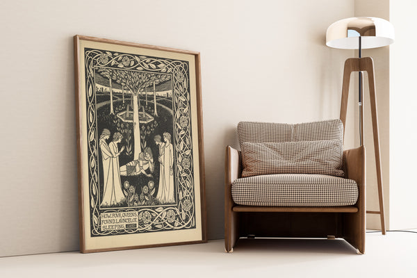Aubrey Beardsley — Le Morte Darthur: How Four Queens Found Launcelot Sleeping | Art Nouveau Illustration Print
