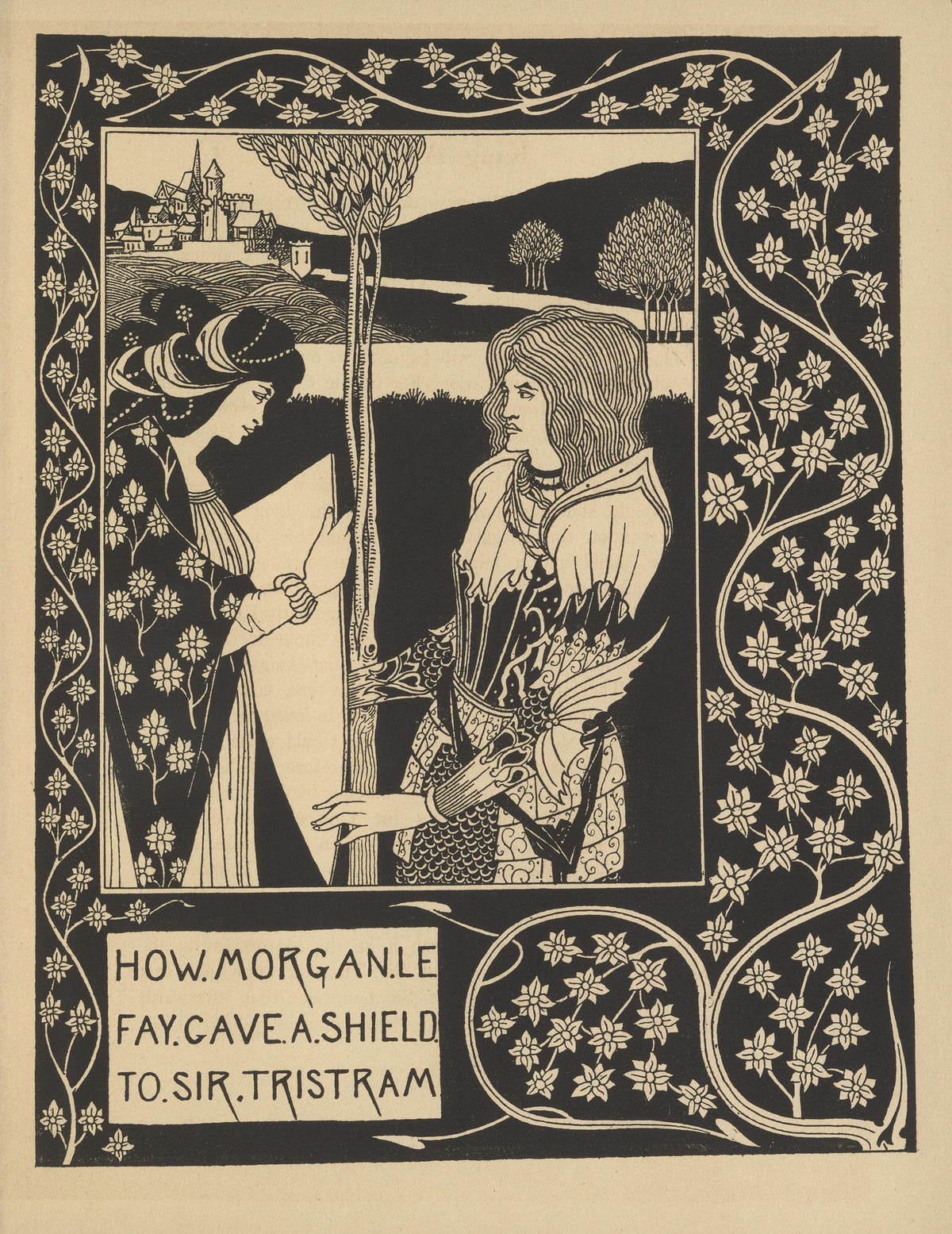 Aubrey Beardsley — Le Morte Darthur: How Morgan le Fay Gave a Shield to Sir Tristram | Art Nouveau Illustration Print