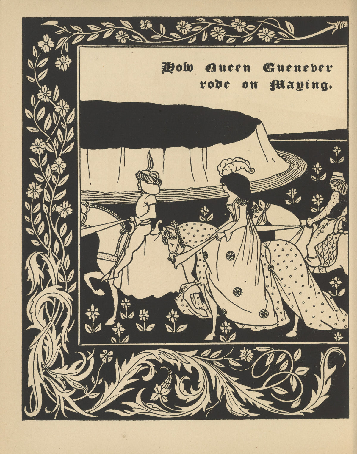 Aubrey Beardsley — Le Morte Darthur: How Queen Guenever Rode on Maying | Art Nouveau Illustration Print