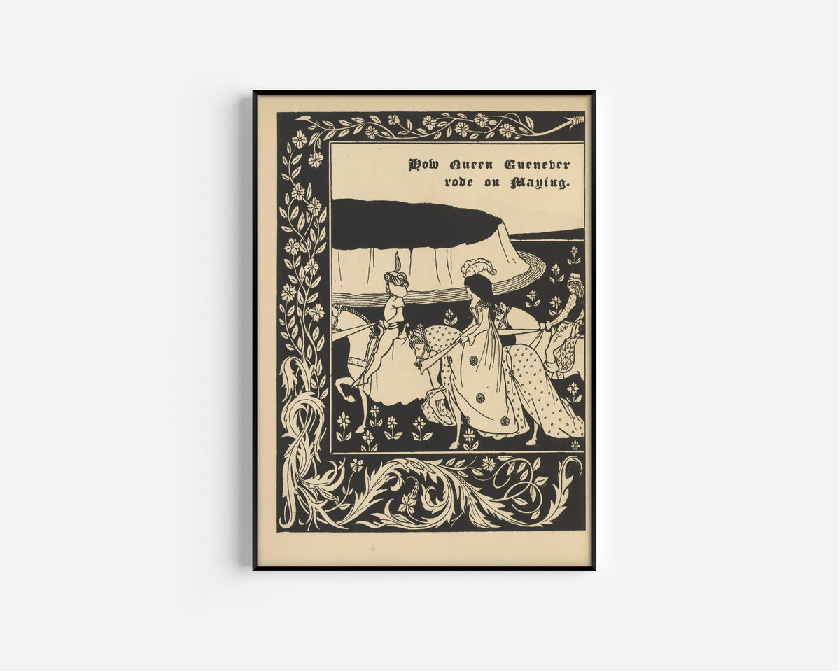 Aubrey Beardsley — Le Morte Darthur: How Queen Guenever Rode on Maying | Art Nouveau Illustration Print