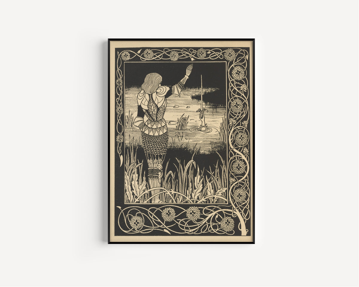Aubrey Beardsley — Le Morte Darthur: How Sir Bedivere Cast the Sword Excalibur into the Water | Art Nouveau Illustration Print