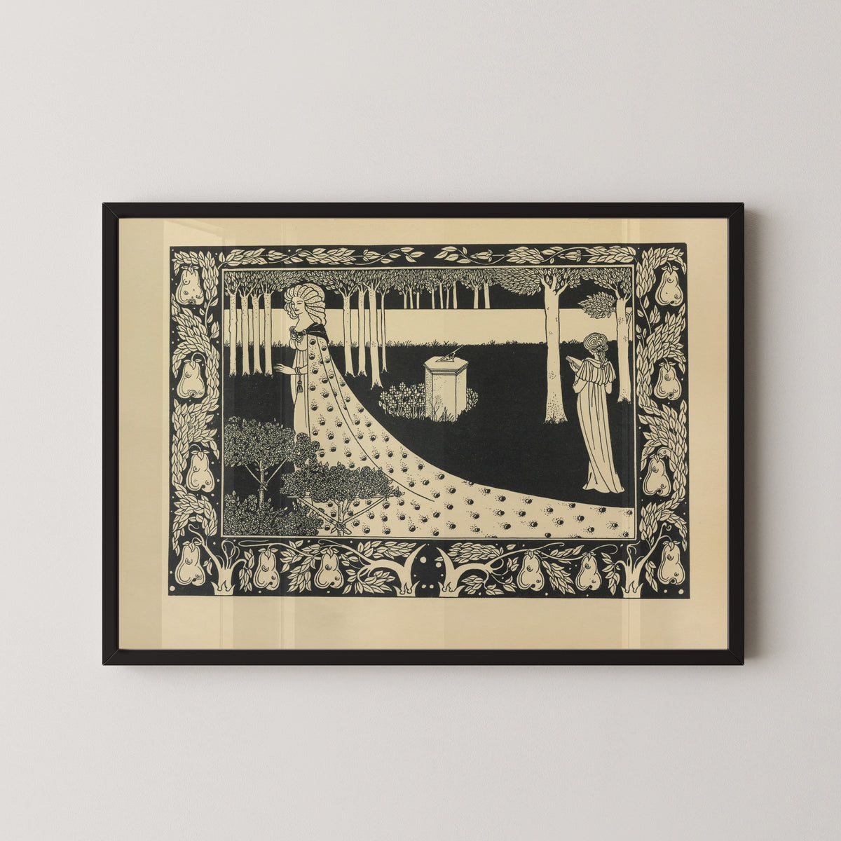 Aubrey Beardsley — Le Morte Darthur: La Beale Isoud at Joyous Gard (with the Sundial) | Art Nouveau Illustration Print