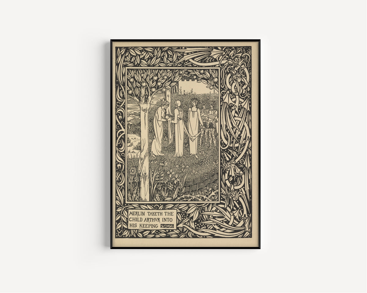Aubrey Beardsley — Le Morte Darthur: Merlin Taketh the Child Arthur into His Keeping | Art Nouveau Illustration Print