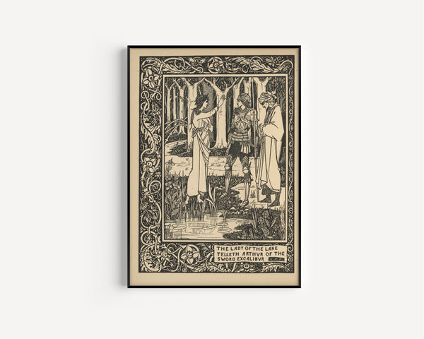 Aubrey Beardsley — Le Morte Darthur: The Lady of the Lake Telleth Arthur of the Sword Excalibur | Art Nouveau Illustration Print