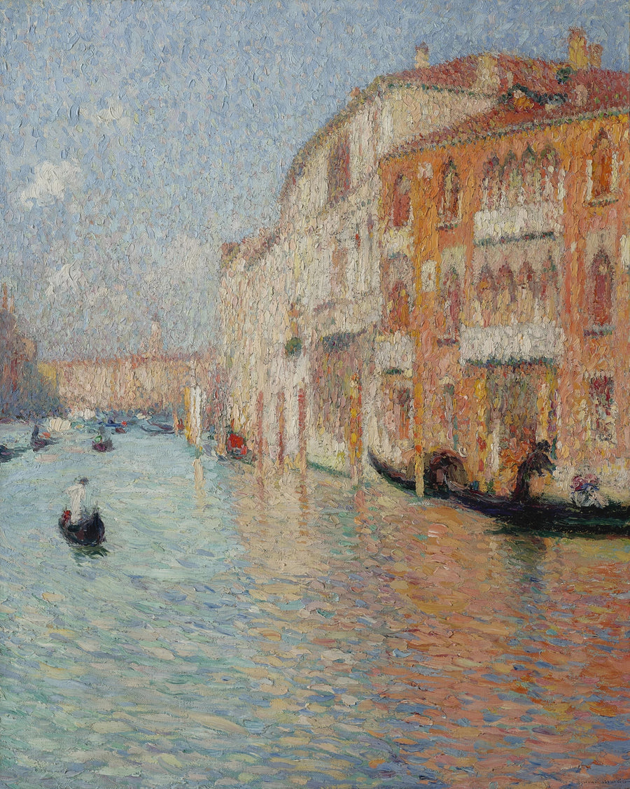 Henri Martin — Le Palais jaune, Venise | Pointillist Landscape Print shown to scale on a wall above a sofa