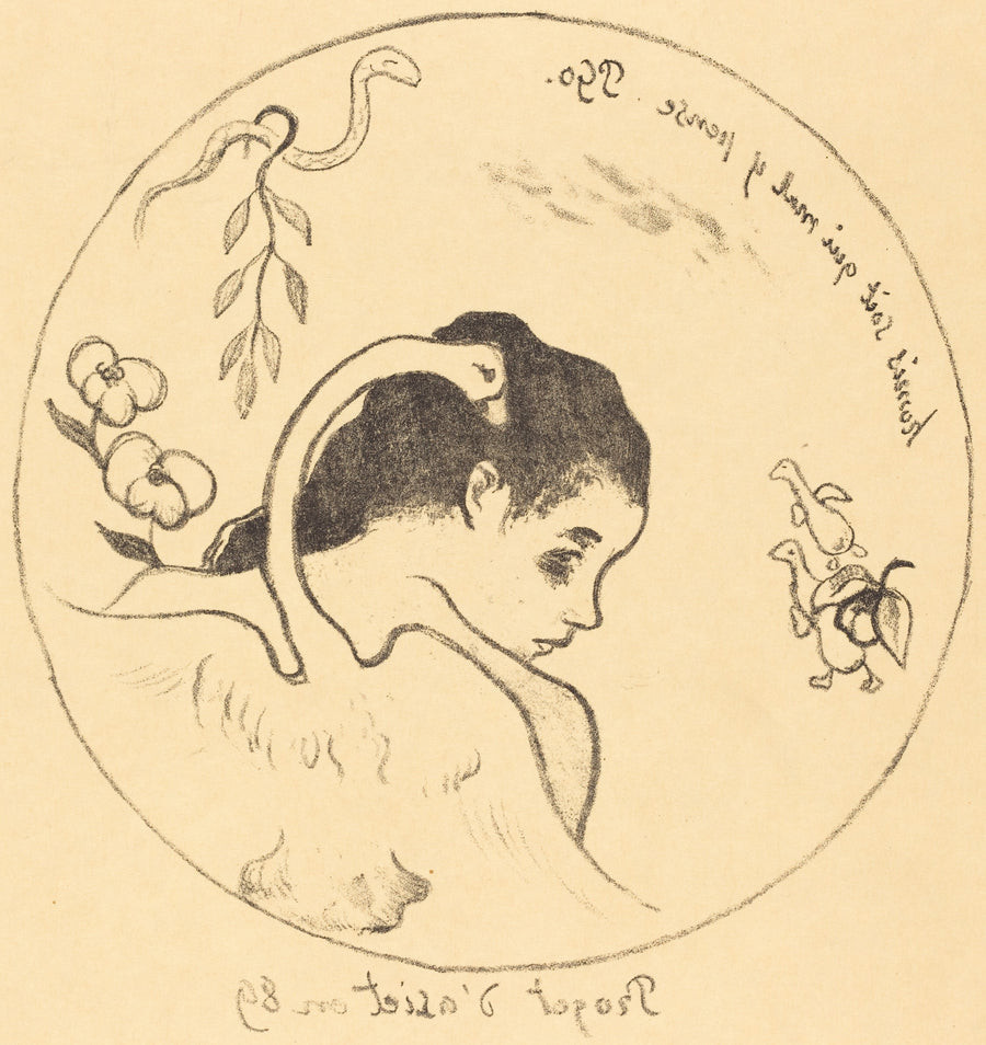 Paul Gauguin — Leda (Cover) | Lithograph Print shown to scale on a wall above a sofa