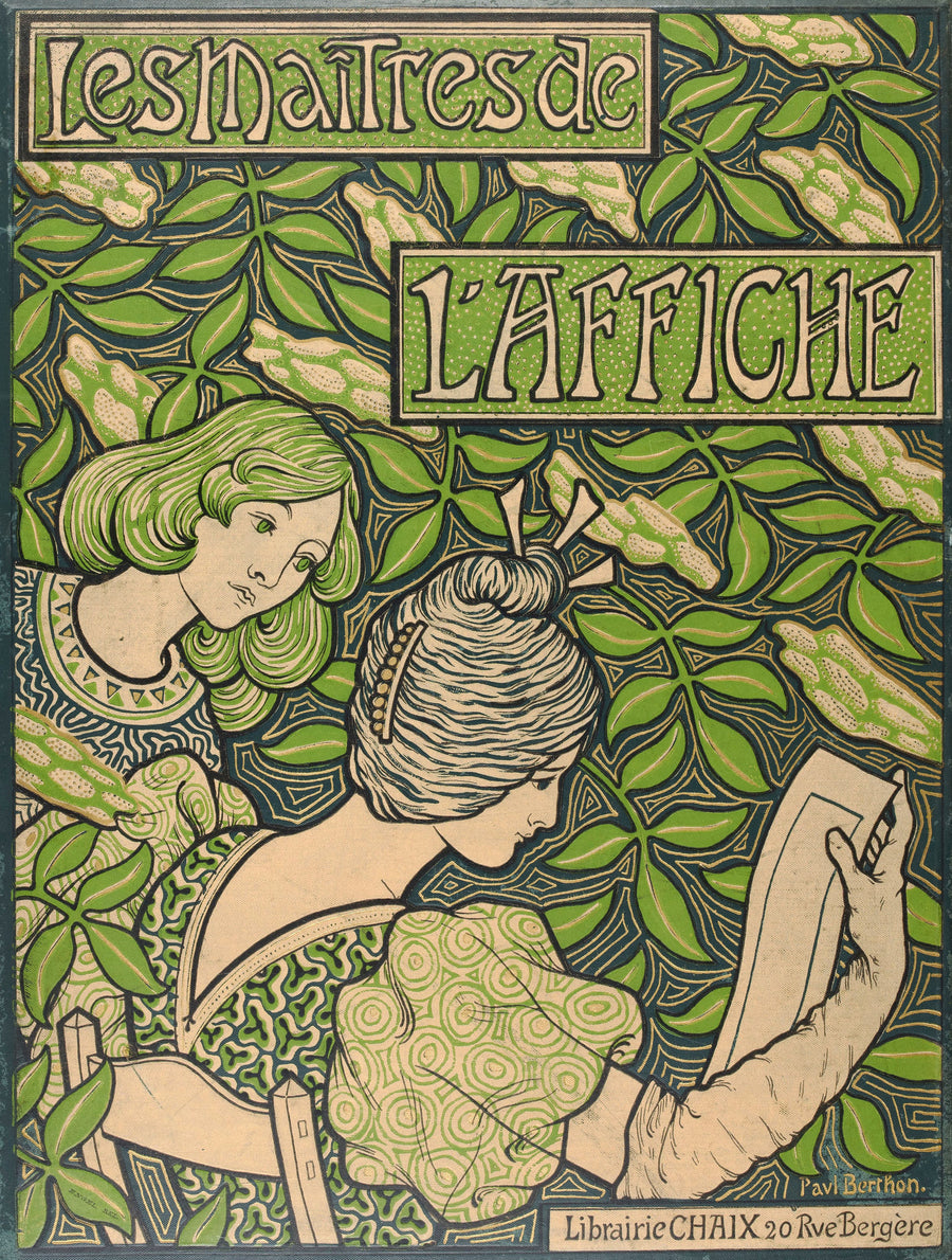 Paul Berthon — Les Maîtres de l'Affiche (cover) | Art Nouveau Print shown to scale on a wall above a sofa