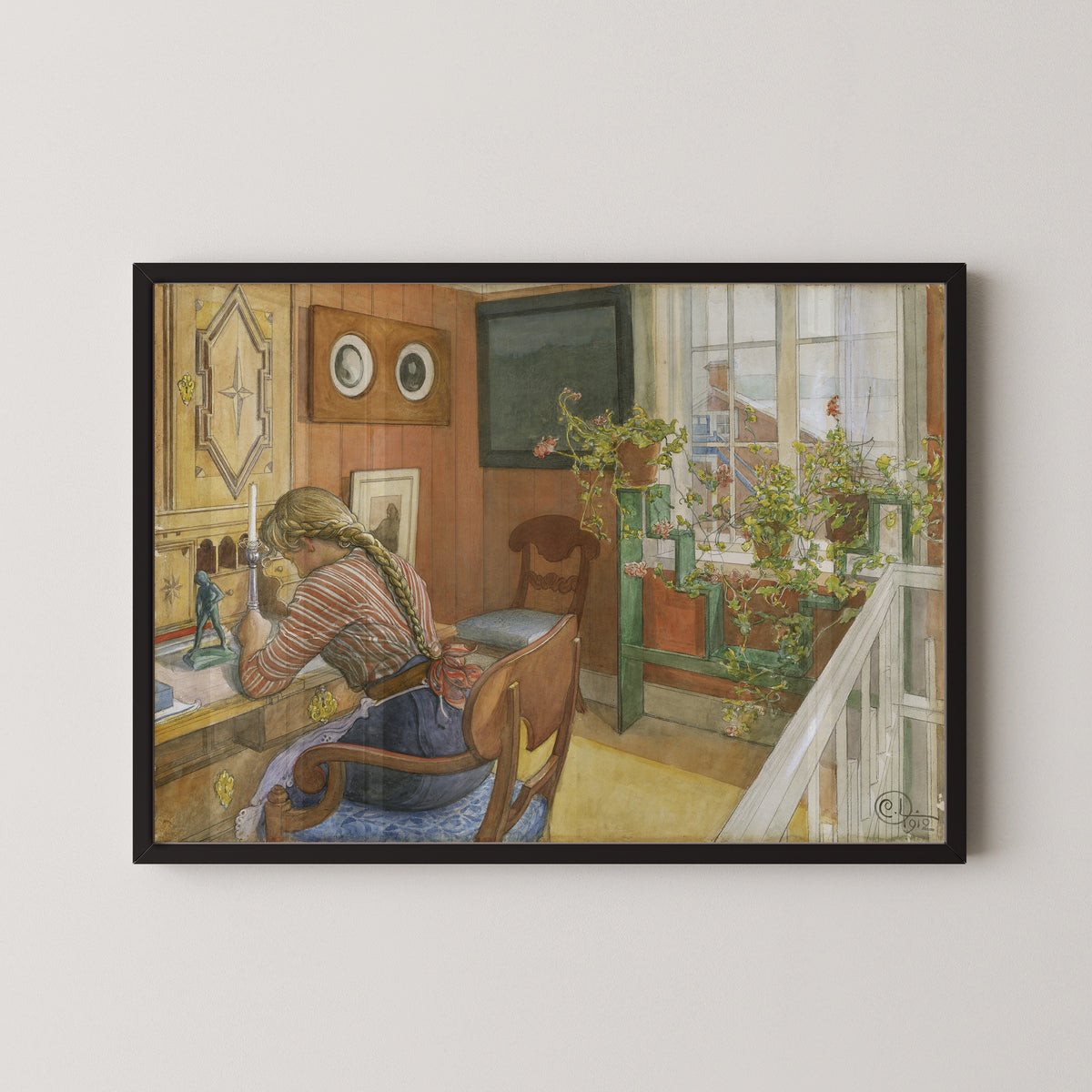 Carl Larsson — Letter-Writing | Swedish Watercolour Print