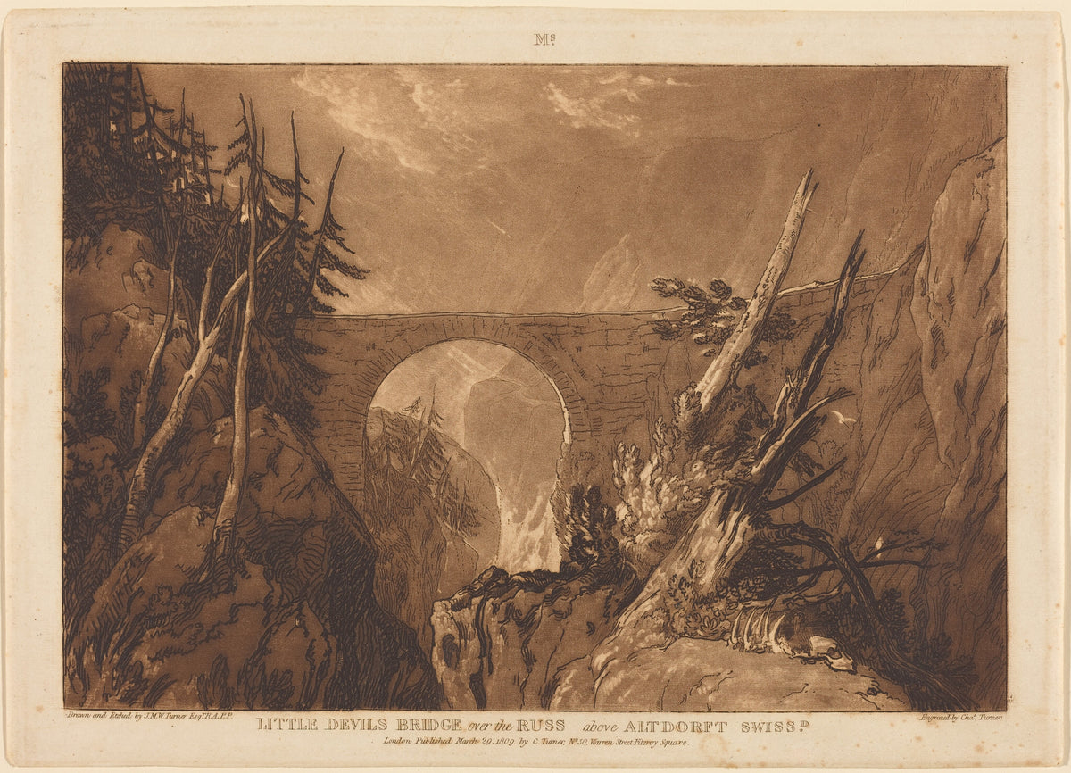 J.M.W. Turner — Liber Studiorum: Little Devil's Bridge over the Russ above Altdorft, Switzerland | Mezzotint Print