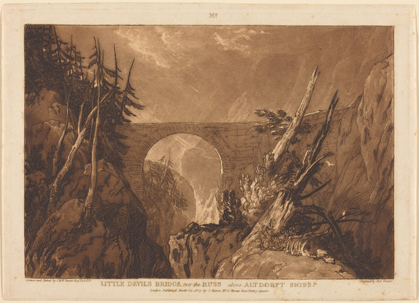 J.M.W. Turner — Liber Studiorum: Little Devil's Bridge over the Russ above Altdorft, Switzerland | Mezzotint Print