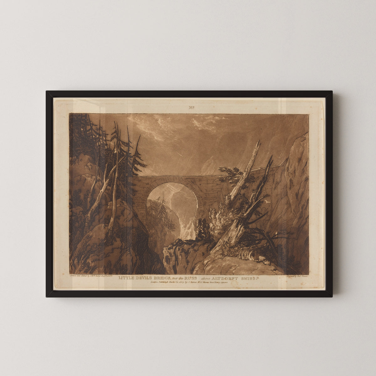 J.M.W. Turner — Liber Studiorum: Little Devil's Bridge over the Russ above Altdorft, Switzerland | Mezzotint Print