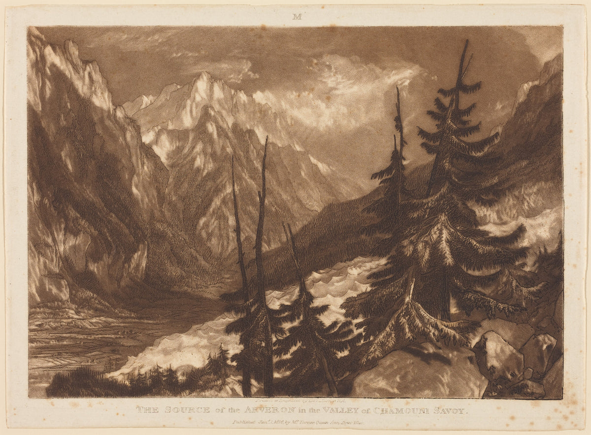 J.M.W. Turner — Liber Studiorum: The Source of the Arveron in the Valley of Chamouni, Savoy | Mezzotint Print
