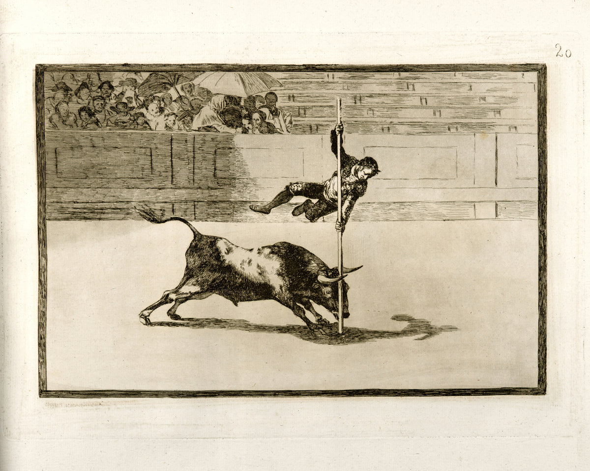 Ligereza y atrevimiento de Juanito Apiñani en la de Madrid (The Agility and Audacity of Juanito Apiñani in the Ring at Madrid), La Tauromaquia, Plate 20 by