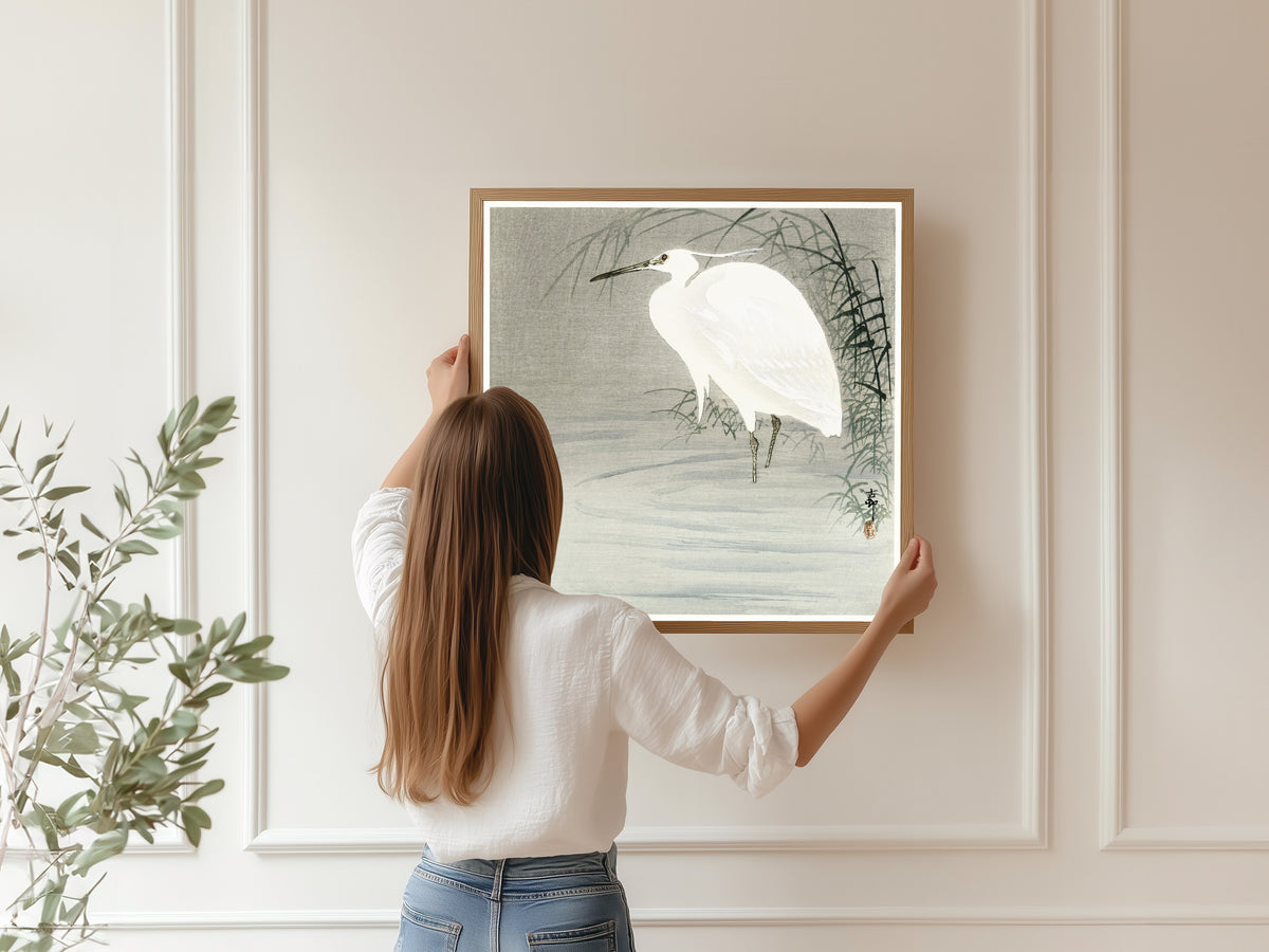Ohara Koson — Little Egret | Japanese Bird & Flower Woodblock Print