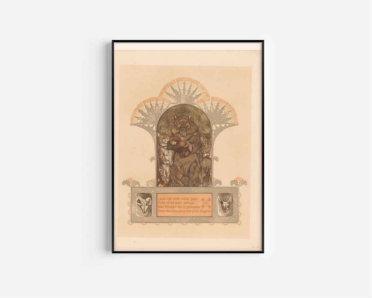 Bernard Willem Wierink — Luipaard, beer en wolf (Firapeel, Bruun en Isegrim) | Art Nouveau Print