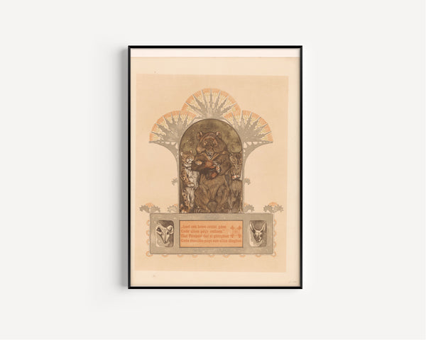 Bernard Willem Wierink — Luipaard, beer en wolf (Firapeel, Bruun en Isegrim) | Art Nouveau Print