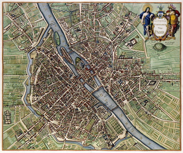 Jan Janssonius — Lutetia Parisiorum vulgo Paris | Hand-Coloured Antique City Plan Print