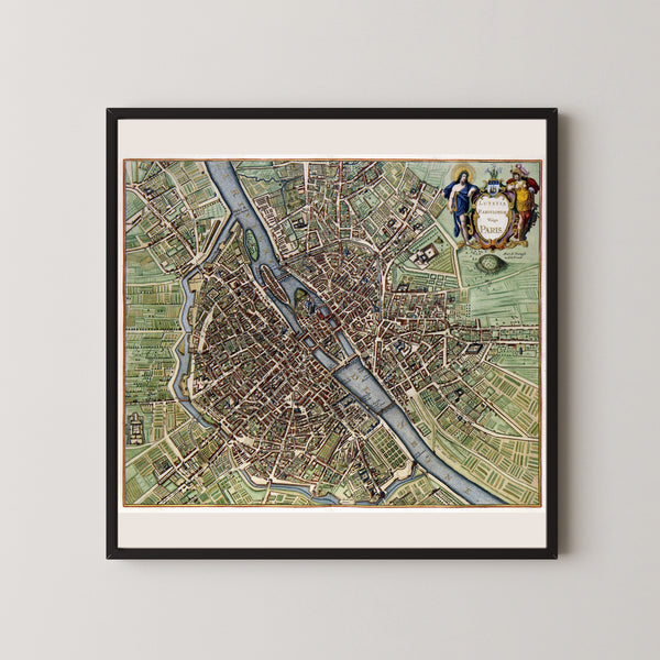 Jan Janssonius — Lutetia Parisiorum vulgo Paris | Hand-Coloured Antique City Plan Print