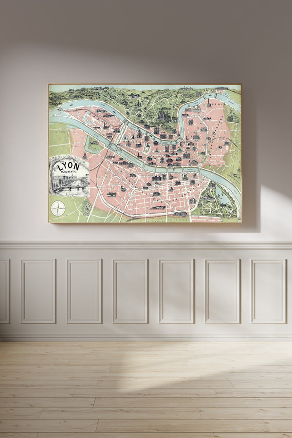 Garnier Frères — Lyon Monumental | Antique Pictorial City Plan Print
