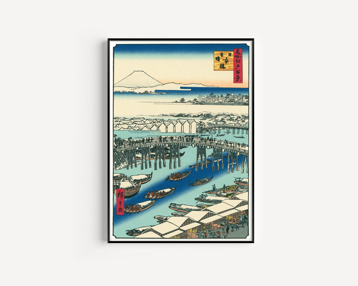 Utagawa Hiroshige — 100 Views of Edo: Nihonbashi, Clearing after Snow | Japanese Woodblock Print (Ukiyo-e)