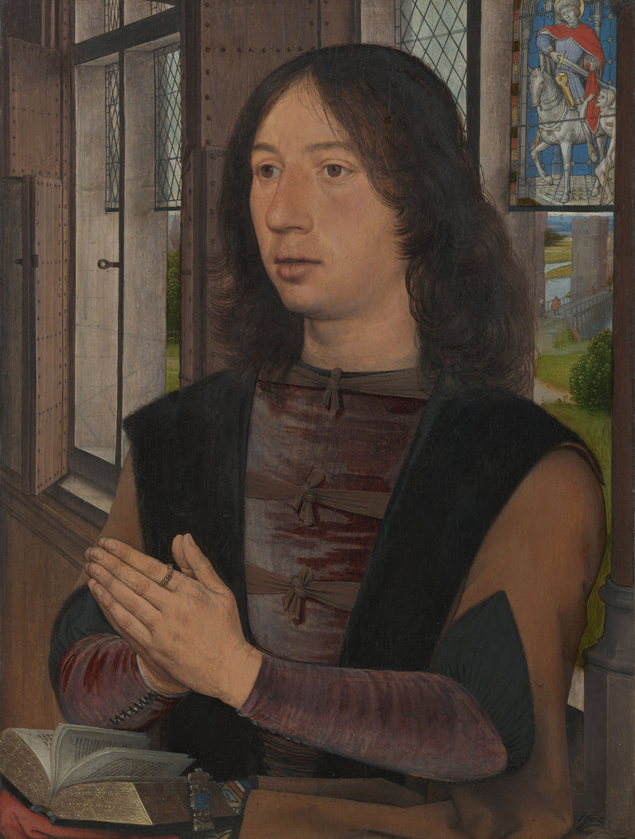 Hans Memling — Maarten van Nieuwenhove | Fine Art Print shown to scale on a wall above a sofa