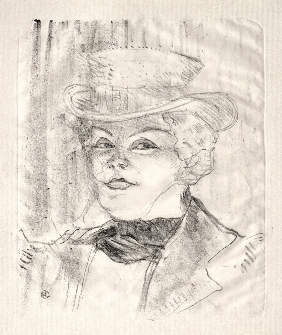 Henri de Toulouse-Lautrec — Madame Réjane | Lithograph Print shown to scale on a wall above a sofa