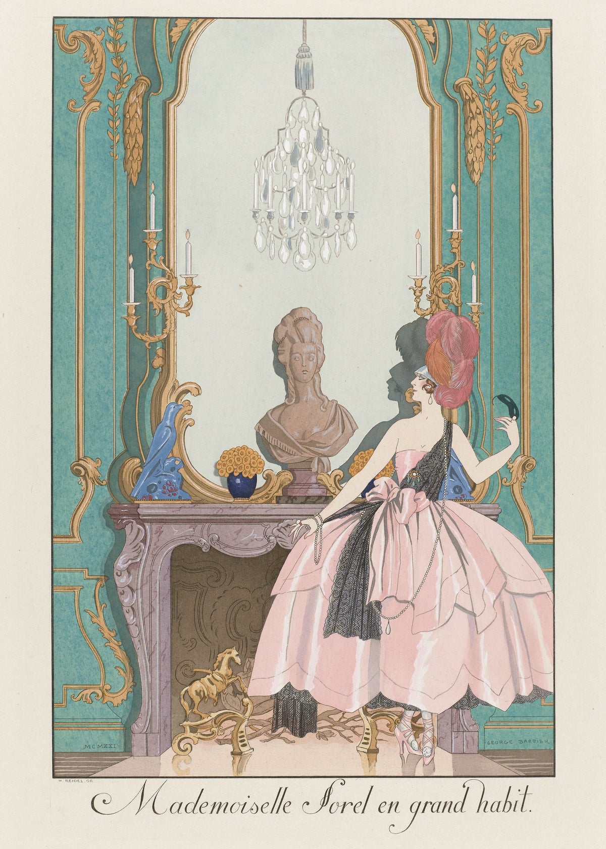 George Barbier — Mademoiselle Sorel en grand habit | Art Deco Fashion Print