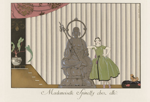George Barbier — Mademoiselle Spinelly chez elle | Art Deco Fashion Print