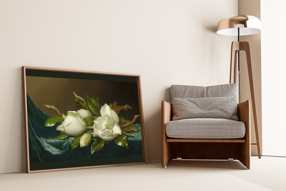 Martin Johnson Heade — Magnolias on Light Blue Velvet Cloth | Fine Art Print