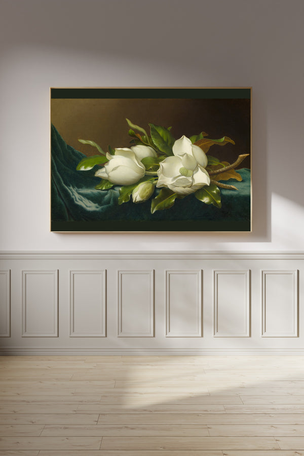 Martin Johnson Heade — Magnolias on Light Blue Velvet Cloth | Fine Art Print