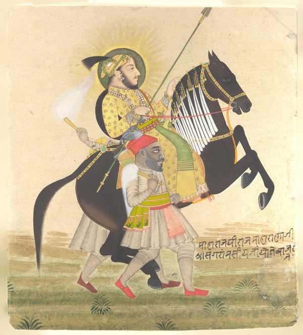 Stipple Master — Maharana Sangram Singh Riding a Prize Stallion | Indian Miniature Painting Print