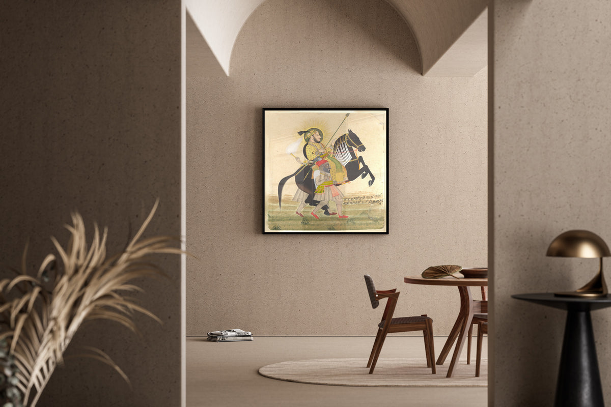 Stipple Master — Maharana Sangram Singh Riding a Prize Stallion | Indian Miniature Painting Print